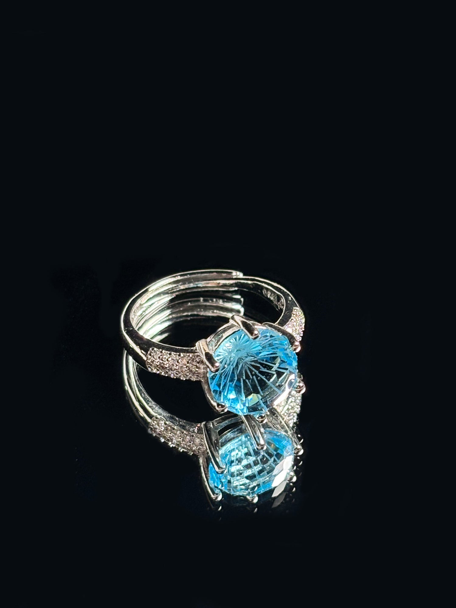 Blue zircon ring