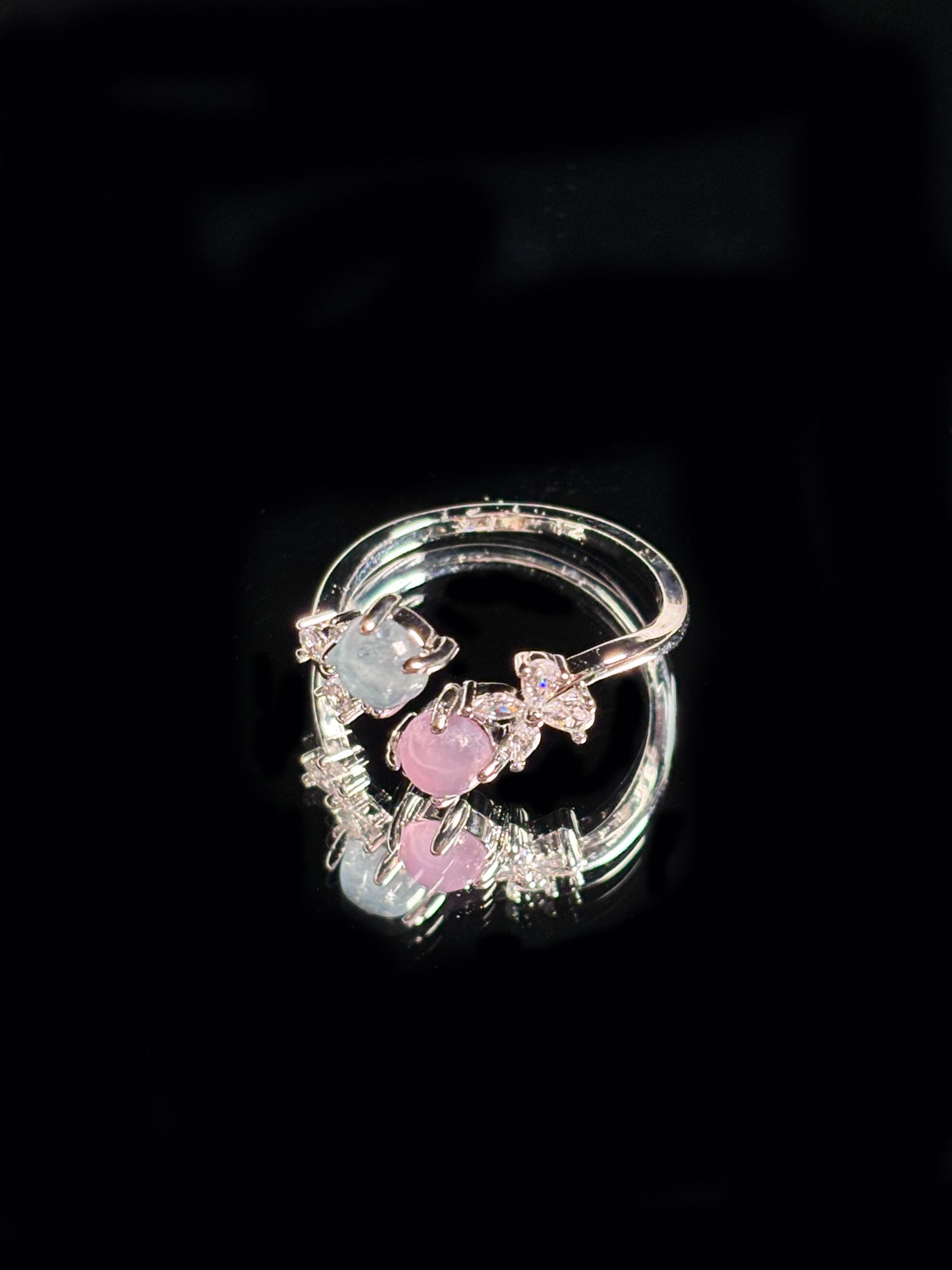 Aquamarine &amp; Rose Quartz Serpentine Ring