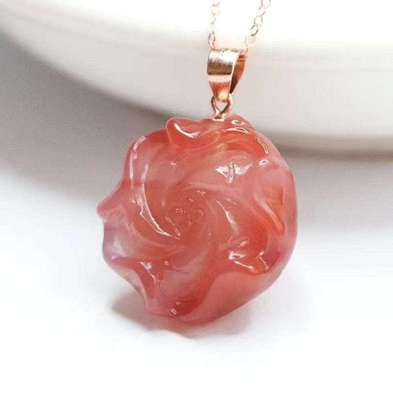 Yanyuan agate rose necklace