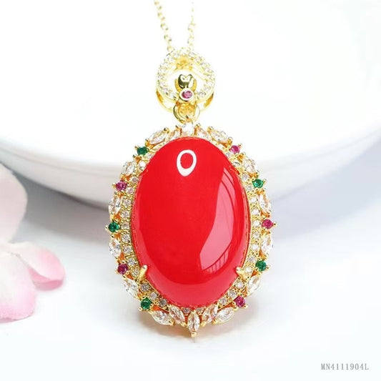 Blood amber necklace