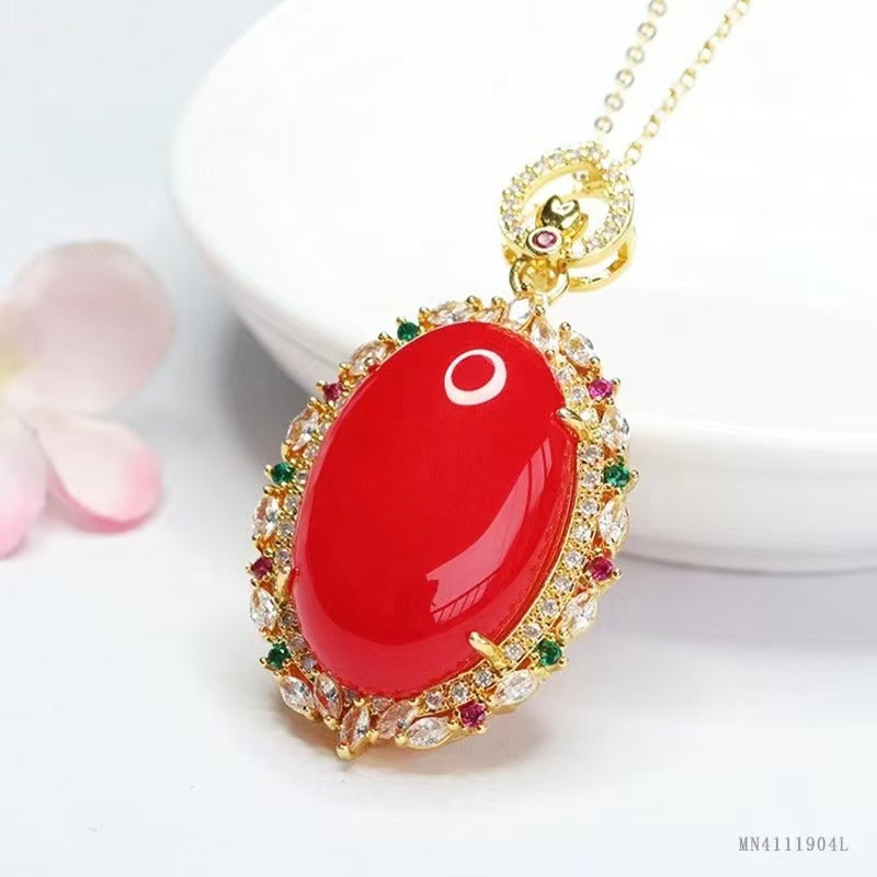 Blood amber necklace