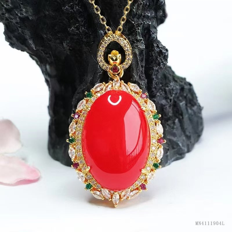 Blood amber necklace