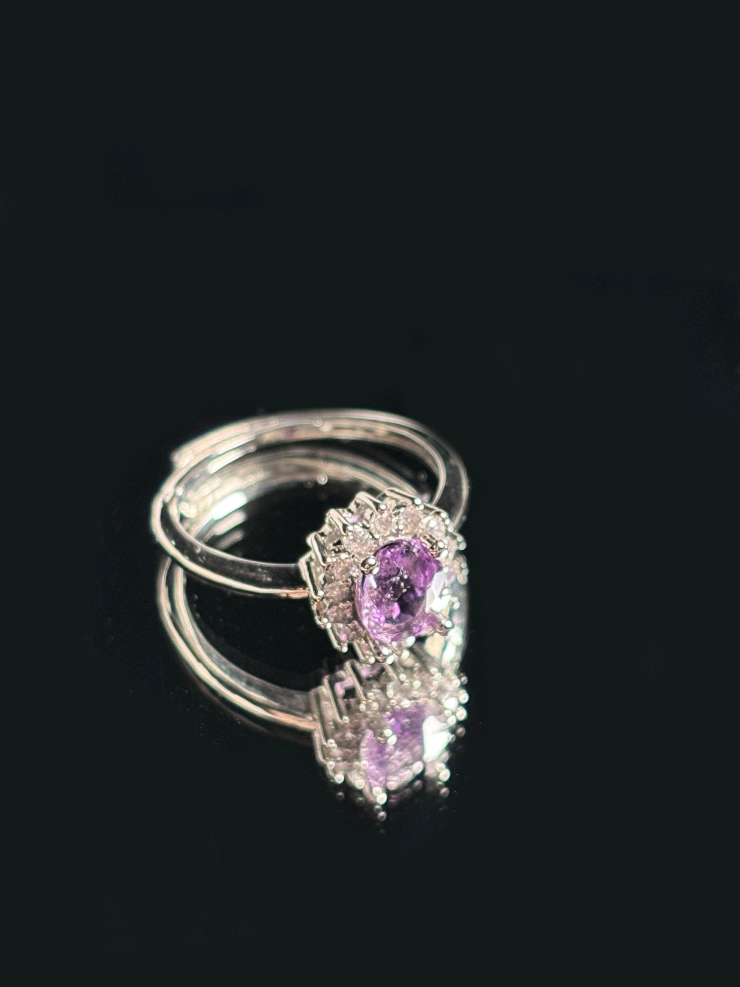 Amethyst Faceted Sunflower Ring