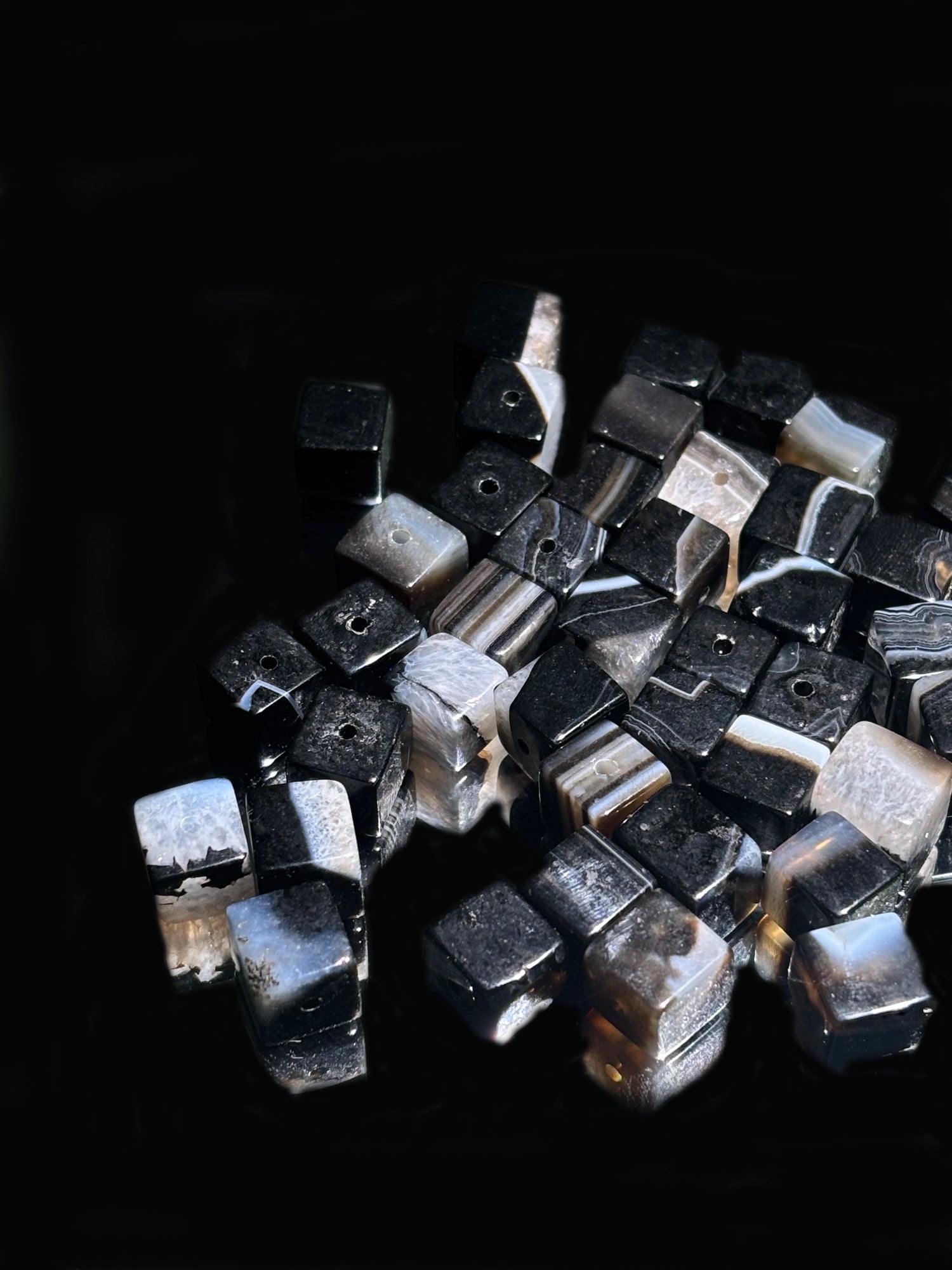 Onyx Black Stripe Agate Cube
