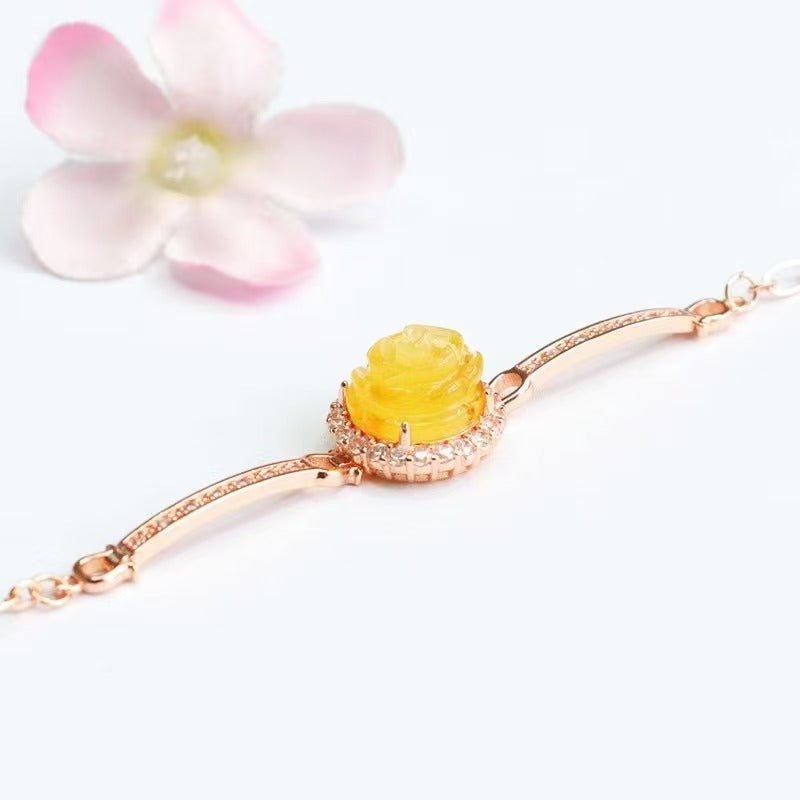 Beeswax amber rose bracelet