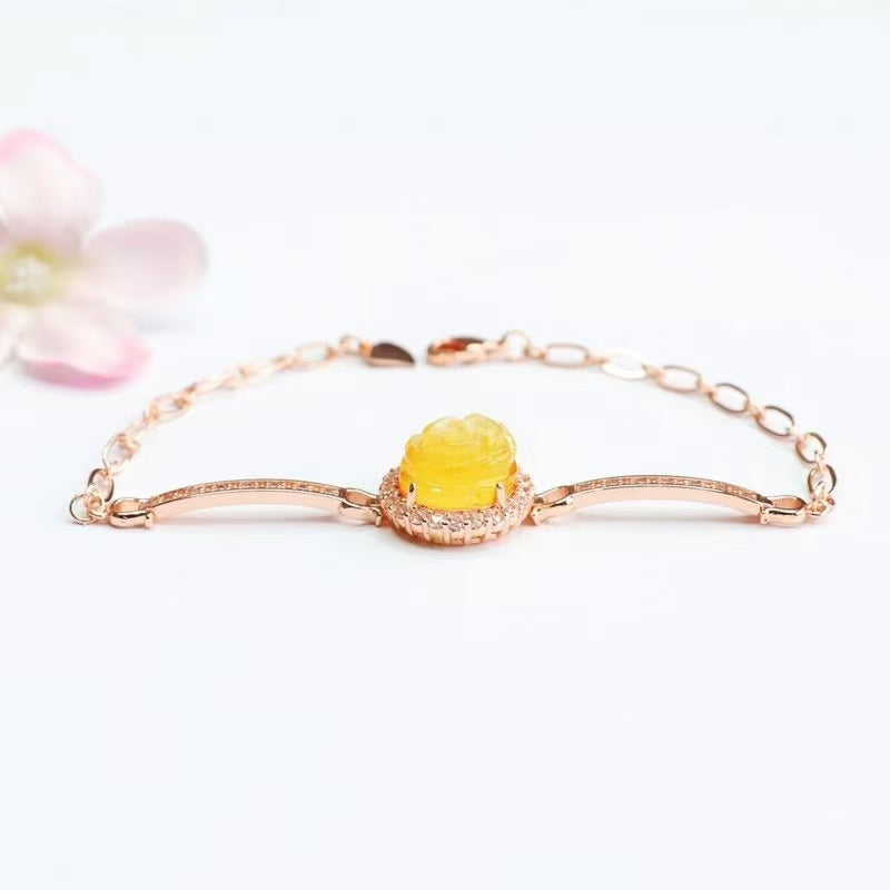 Beeswax amber rose bracelet
