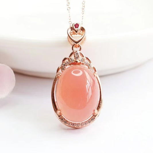 S925 Yanyuan agate rose golden necklace