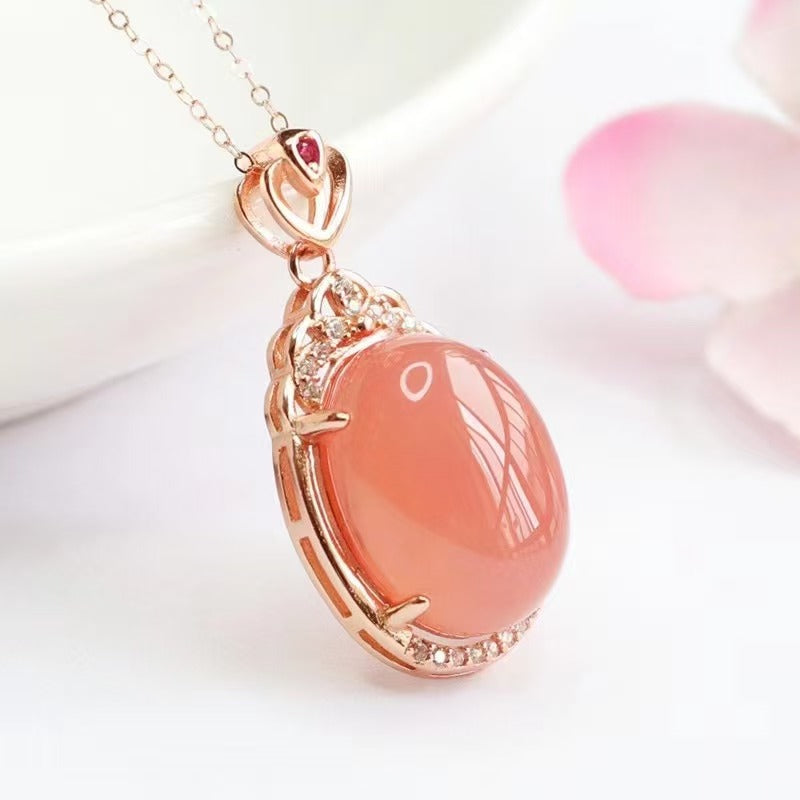 S925 Yanyuan agate rose golden necklace