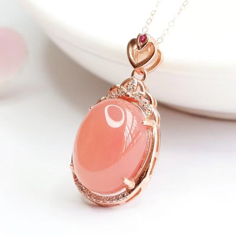 S925 Yanyuan agate rose golden necklace