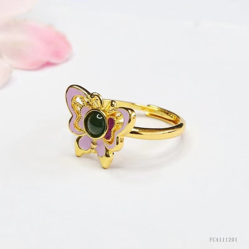 Jadeite butterfly ring(size adjustable)