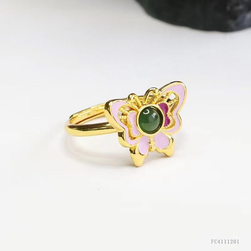 Jadeite butterfly ring(size adjustable)