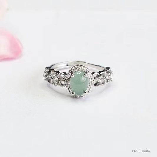 Jadeite flower ring(size adjustable)