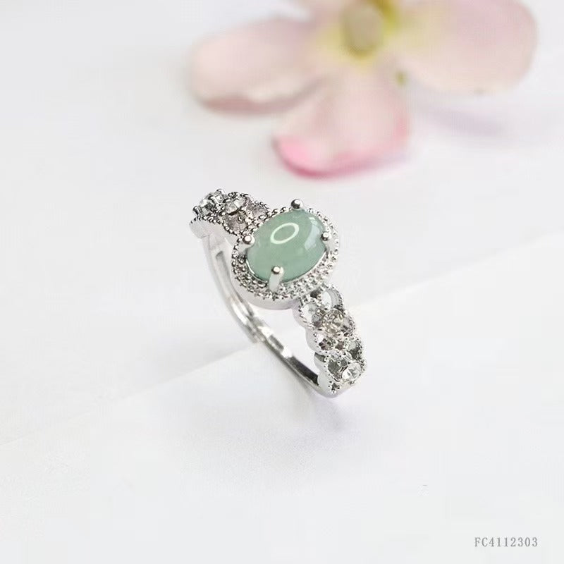 Jadeite flower ring(size adjustable)