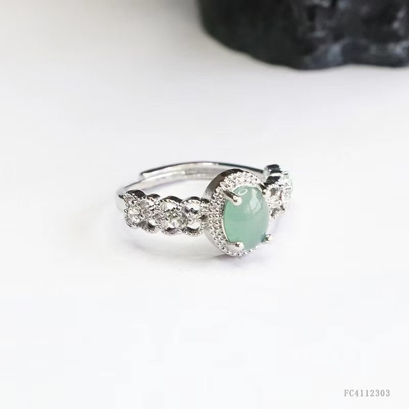 Jadeite flower ring(size adjustable)