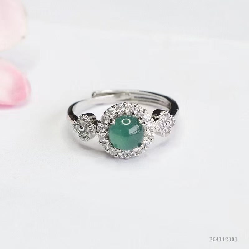 Jadeite flower ring(size adjustable)