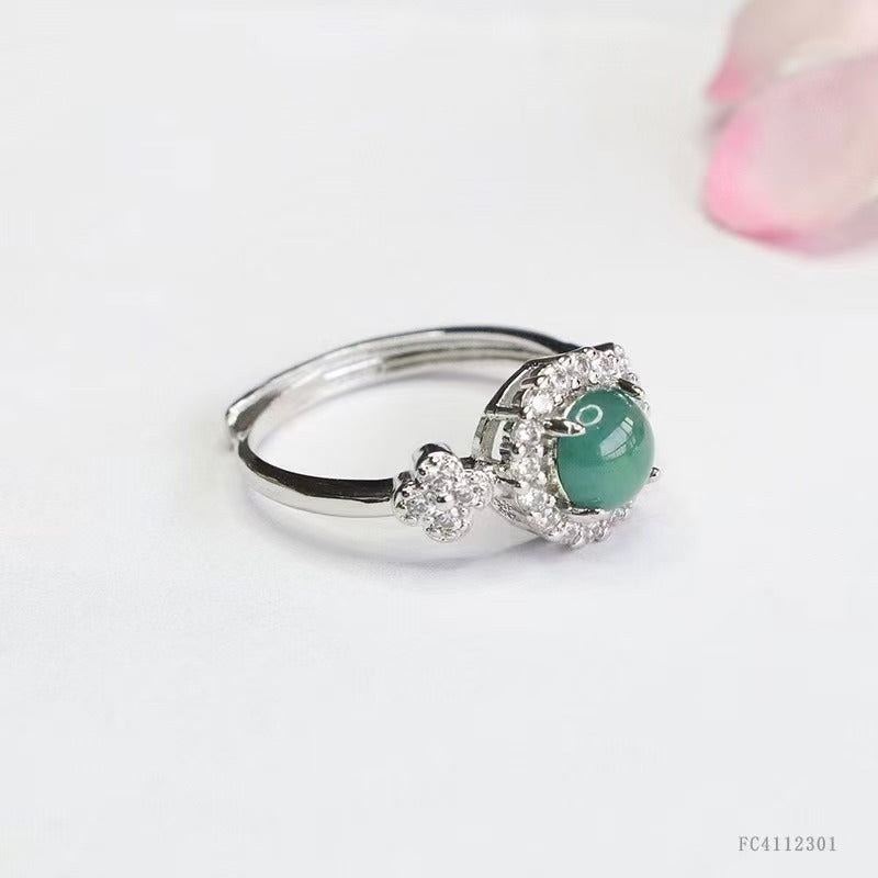 Jadeite flower ring(size adjustable)