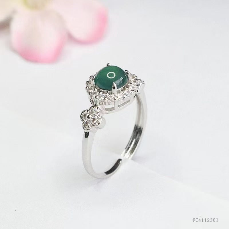 Jadeite flower ring(size adjustable)