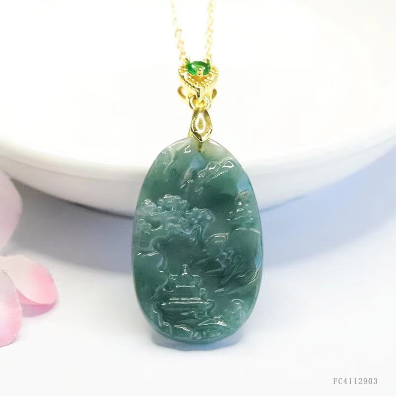 Jadeite landscape necklace